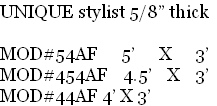 UNIQUE stylist 5/8” thick

MOD#54AF 5’ X 3’
MOD#454AF 4.5’ X 3’
MOD#44AF 4’ X 3’